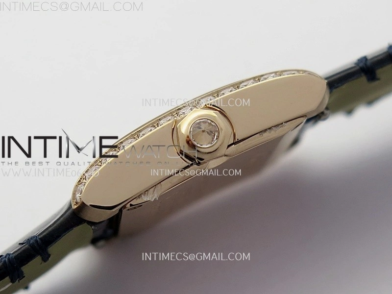 Tank Francaise Ladies 21.2mm Diamond Bezel RG 8848F 1:1 Best Edition Silver Dial on Black Leather Strap Ronda Quartz V2